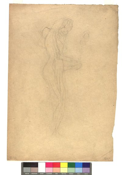 Stehender weiblicher Akt im Profil nach rechts af Gustav Klimt