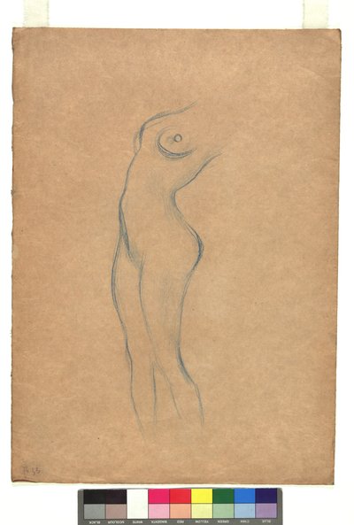Studie zu einem stehenden weiblichen Akt nach links af Gustav Klimt