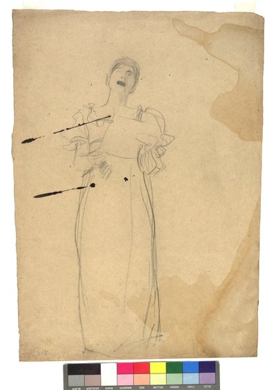 Studie zu einer stehenden Sängerin af Gustav Klimt