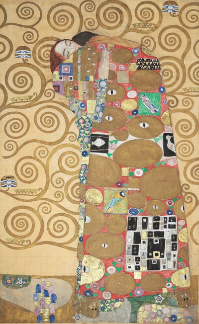 The Stoclet Frieze, Detail: Fulfillment The Embrace, 1905-1909. af Gustav Klimt
