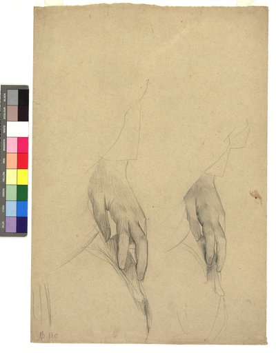 Zwei Handstudien, Finger ans Ohr gelegt af Gustav Klimt