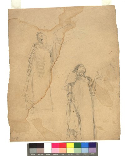 Zwei Studien zu Sängerinnen in Untersicht af Gustav Klimt