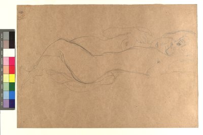 Zwei liegende weibliche Akte af Gustav Klimt