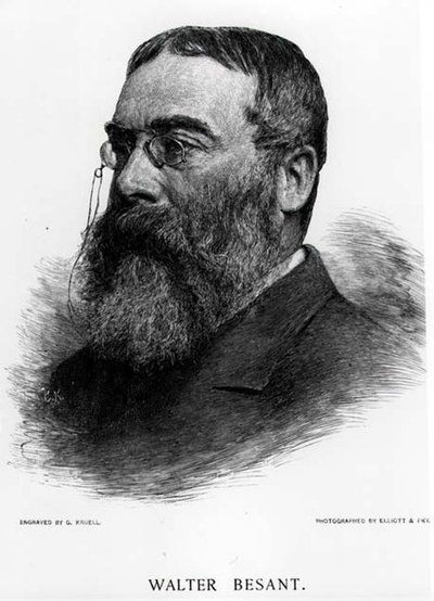 Sir Walter Besant (1836-1901) graveret af Gustav Kruell (1843-1907) fra et fotografi af Elliot & Fry af Gustav Kruell