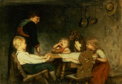 Tea Time (olie på panel) af Gustav Laeverenz