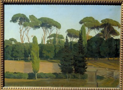 I Villa Borgheses haver. Maleri af Gustaf Wilhelm Palm (1810 - 1890) Ec. Sagsøgt. af Gustav Palm