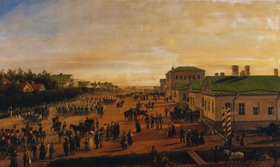 Zar Nicholas vender tilbage fra en militærparade i Krasnoe Selo, 1848 af Gustav Schwarz