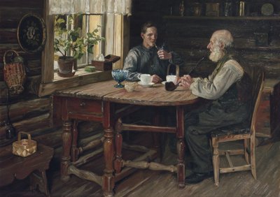 Kaffepause (pause) 1900 (olie på lærred) af Gustav Wentzel