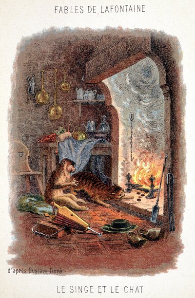 Fables de La Fontaine: Aben og katten, efter Gustave Doré. af Gustave (after) Dore