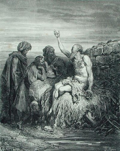 Job og hans venner, graveret af J. Regnier, ca. 1868 (stik) af Gustave (after) Dore