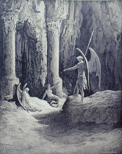 Satan ved helvedes porte, fra bog II af 