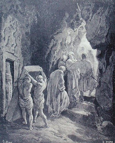Begravelsen af Sarah, indgraveret af Heliodore Joseph Pisan (1822-90) c.1868 (gravering) af Gustave (after) Dore