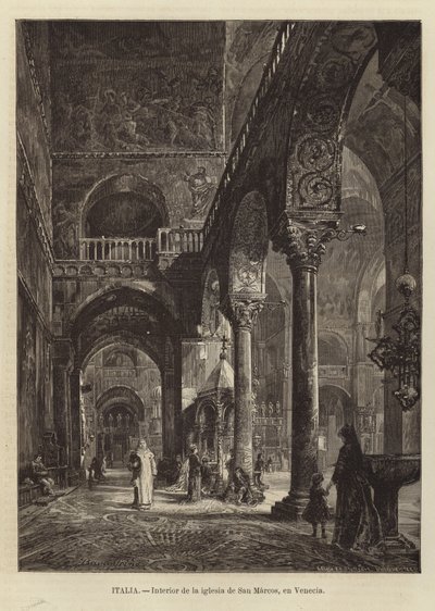 Interiør af Markuskirken i Venedig af Gustave Bauernfeind