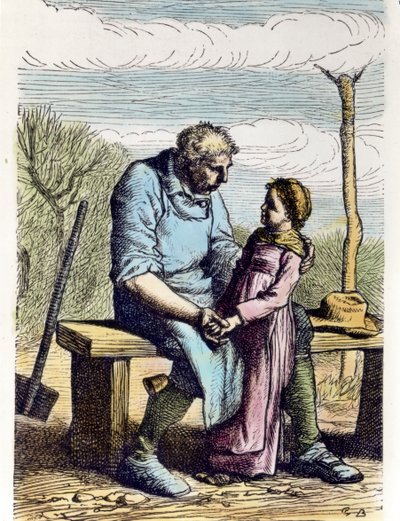 Cosette havde tilladelse fra Les Miserables. 1865 (kobberstik) af Gustave Brion