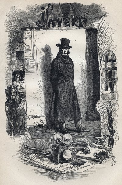 Javert, illustration af romanen "" Les Miserables"" af de Victor Hugo af Gustave Brion