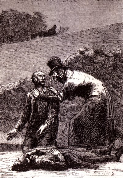 Javert genkender Valjean - i "" Les Misérables"" af Victor Hugo, ill. af Brion, red. Hetzel og Lacroix af Gustave Brion