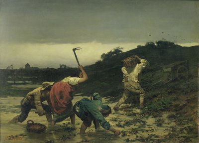 Bønder høster kartofler under Rhinfloden i 1852 af Gustave Brion