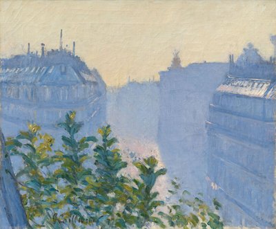 Tysk:  Rue Halévy, Blick von einem Balkon Rue Halévy, View from a Balcony af Gustave Caillebotte