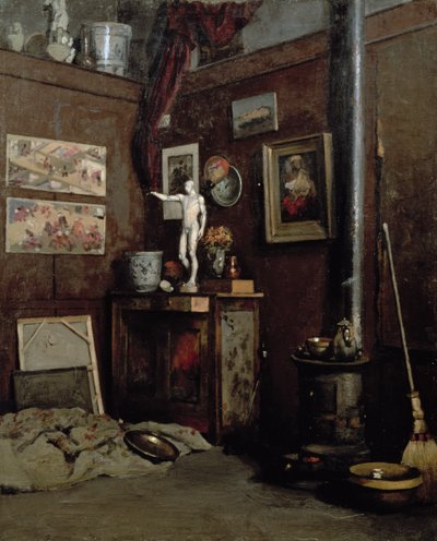 Interiør af et studie, ca. 1872-74 (olie på lærred) af Gustave Caillebotte