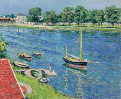 Seinen ved Argenteuil, både for anker af Gustave Caillebotte