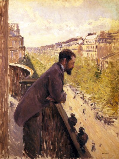 Mand på en balkon af Gustave Caillebotte