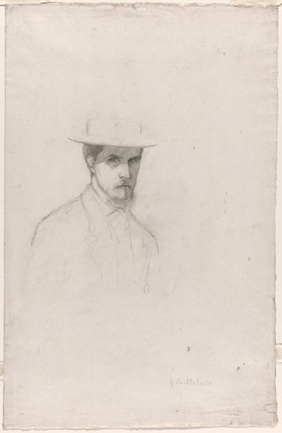 Selvportræt med hat af Gustave Caillebotte