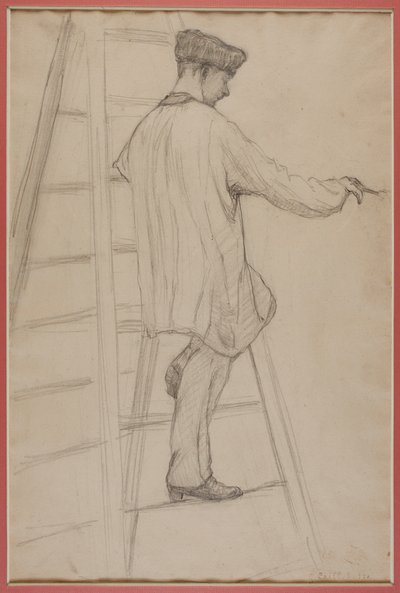 Studie for husmalere: Mand på en stige af Gustave Caillebotte