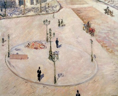 Trafikø på Boulevard Haussmann, 1880 af Gustave Caillebotte