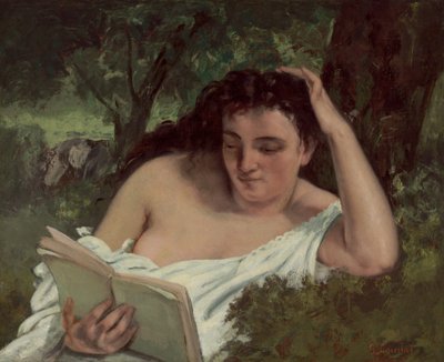 En ung kvinde læser af Gustave Courbet