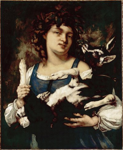 En landpige med et barn Maleri af Gustave Courbet af Gustave Courbet