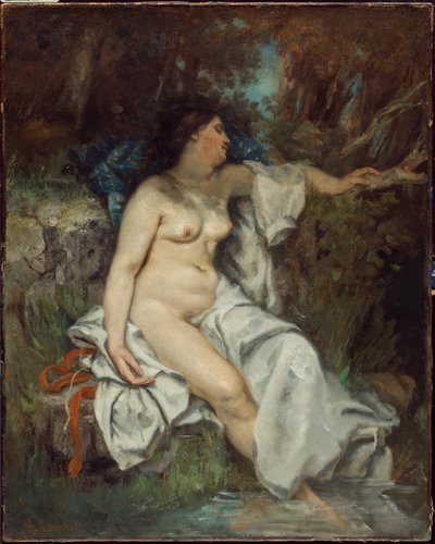 Badegæst sover ved en bæk af Gustave Courbet