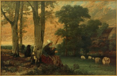 Hyrdinden (Den bretonske spinder) af Gustave Courbet