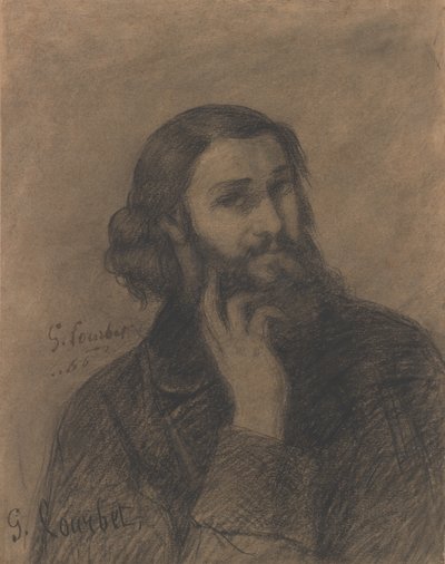 Selvportræt, ca. 1866 (fortælleblyant) af Gustave Courbet