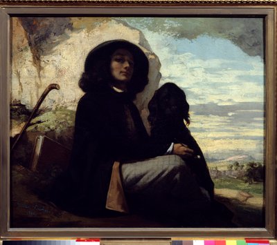 Selvportræt med sin hund af Gustave Courbet (1819-1877) 1842 af Gustave Courbet