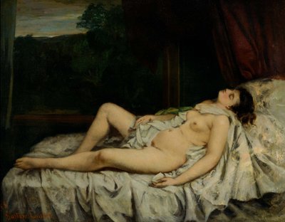 Sovende nøgen af Gustave Courbet
