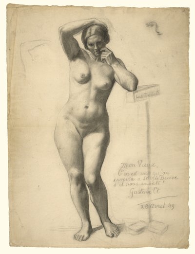 Stående nøgen kvinde af Gustave Courbet