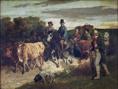 Bønderne i Flagey vender tilbage fra messen af Gustave Courbet