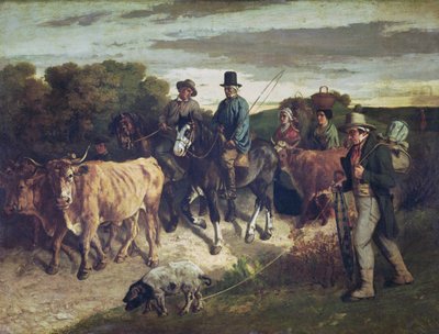 Bønderne i Flagey vender tilbage fra messen af Gustave Courbet