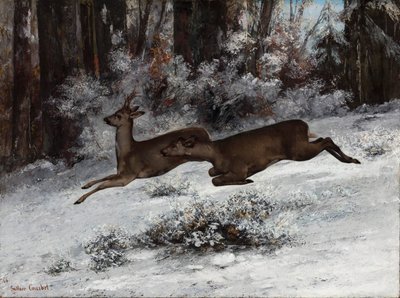 The Ruse, Roe Deer Hunting Episode Franche-Comte, 1866. af Gustave Courbet