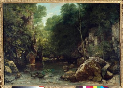 Det overdækkede vandløb, kendt som indgangen til Vallee du Puits-Noir, Doubs: Effect of Twilight Painting af Gustave Courbet (1819-1877) 1865 Dim. 0,94 x 1,35 m. Paris. Orsay Museum af Gustave Courbet