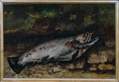 Ørred stilleben af fisk. Maleri af Gustave Courbet (1819-1877) af Gustave Courbet