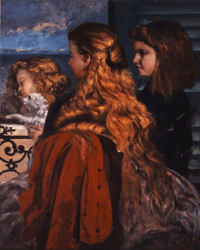 Tre unge engelske kvinder ved et vindue af Gustave Courbet