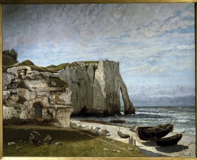 Udsigt over Etretats klipper efter stormen, Normandiet af Gustave Courbet