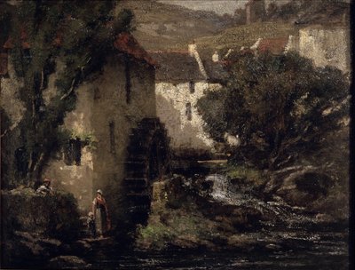 Vandmølle (olie på lærred) af Gustave Courbet