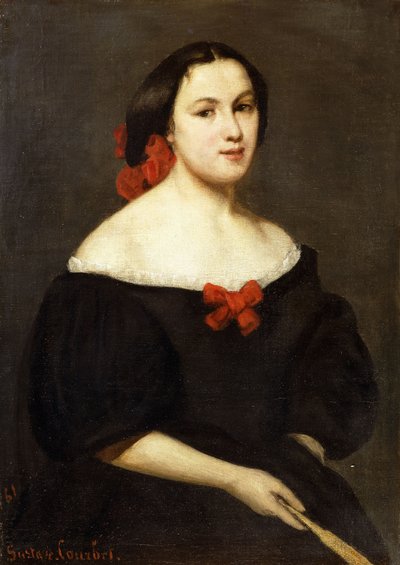 Kvinde med fan; Femme a L"Eventail, 1861 af Gustave Courbet