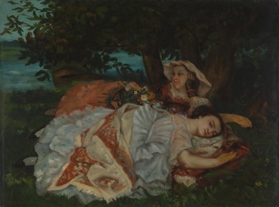 Unge damer på bredden af Seine, før 1857 af Gustave Courbet