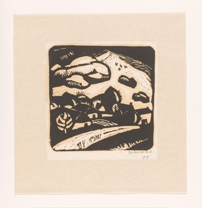Landskab med huse, vej og bjerg af Gustave De Smet (signed by artist)