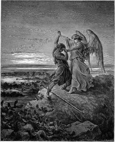 Jakob kæmper med englen (1. Mos. 32,24-32) af Gustave Dore
