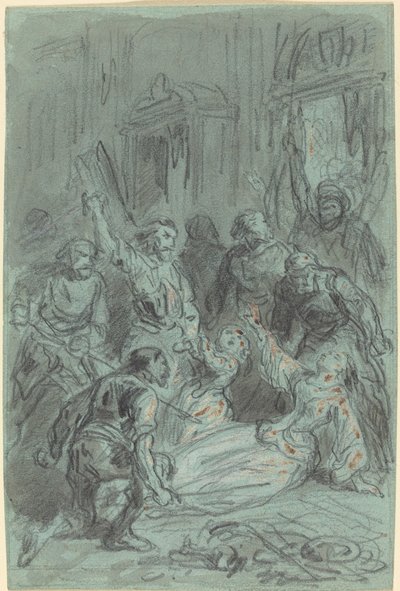 En dramatisk scene med en besvimende kvinde af Gustave Dore