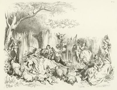 En pastoral under Ludvig den XV (gravure) af Gustave Dore